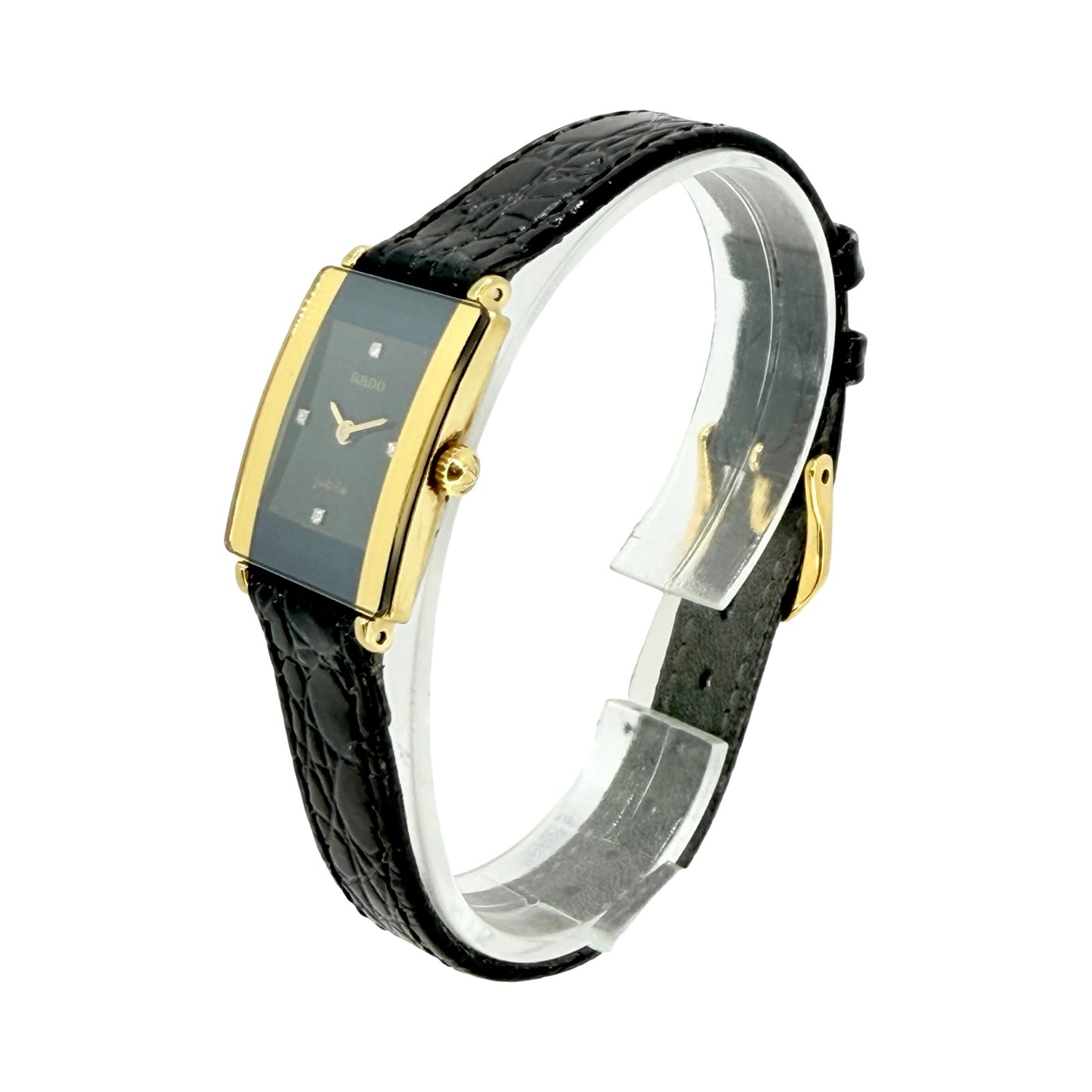 Rado Florence Jubilé Ladies Quartz 18K Gold and Steel Black/Gold Leather Strap 153.3606.2N
