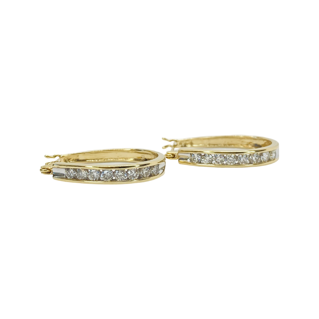 14K Yellow Gold Oval Hoop Earrings