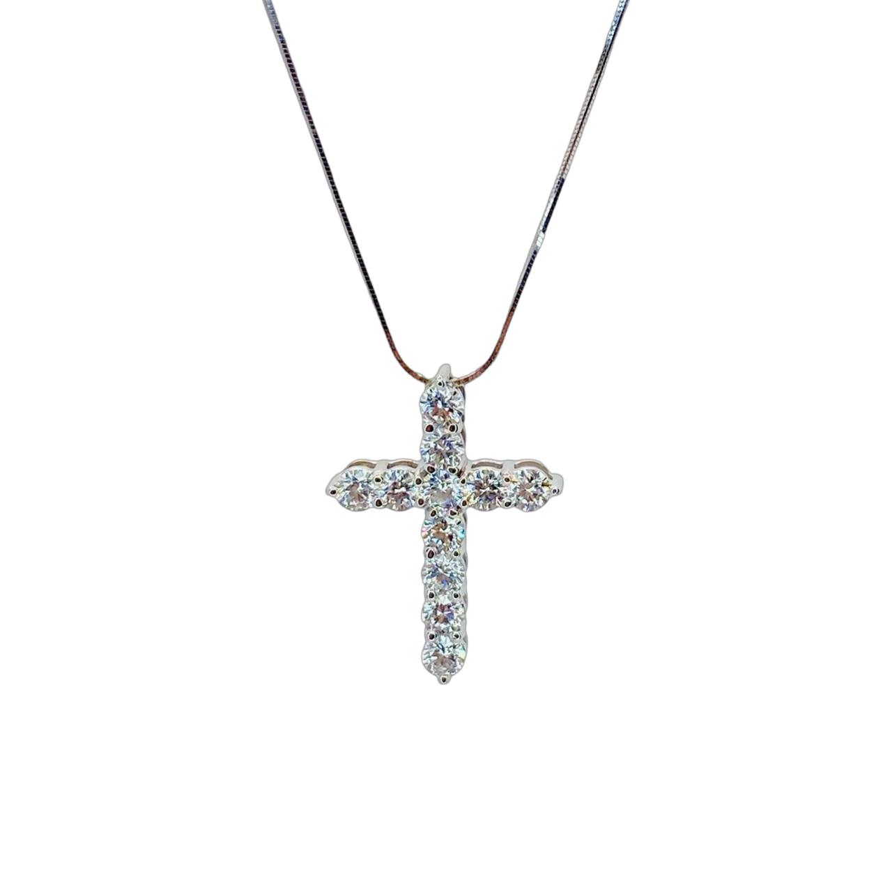 14K White Gold Diamond Cross Pendant 1.45 Carats