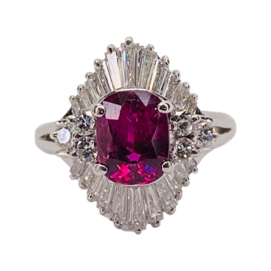14K White Gold 2.00CTS Oval Ruby Ring