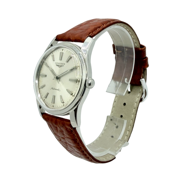 Longines Automatic Calatrava Silver Dial  Brown Leather Strap 2554