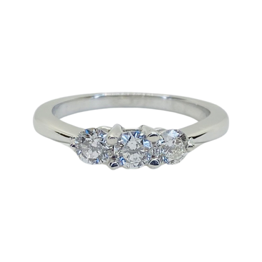 18K White Gold Three-Stone Diamond Ring WWLR917