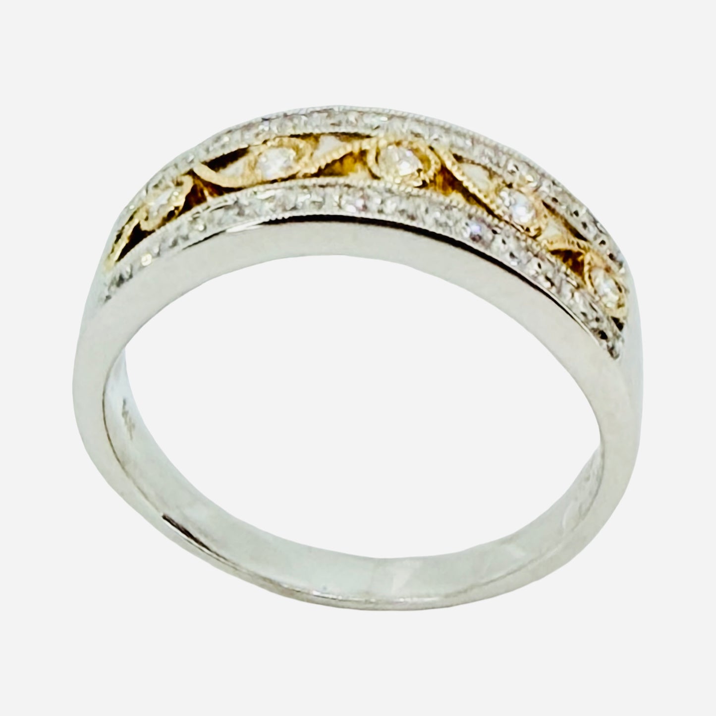 14K White Gold/ Yellow Gold Diamond Band Ring 0.75 Carat