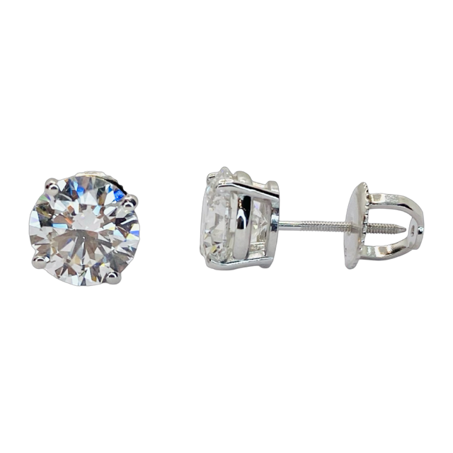 Lab Grown Diamonds 14K White Gold Stud Earrings 3.46 Carats, E, VS