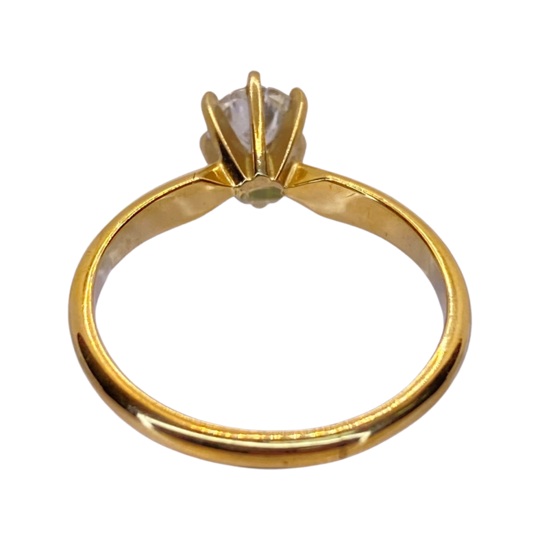 14K Yellow Gold Solitaire Diamond Ring