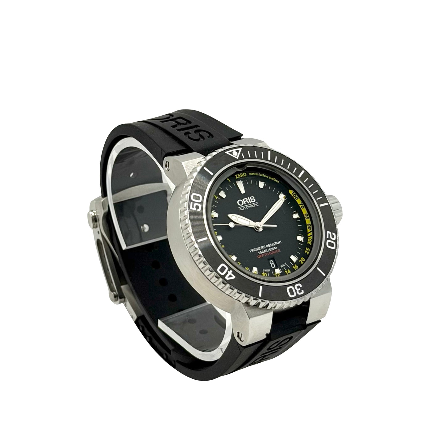 Oris Aquis Depth Gauge 500m Automatic Black Dial Rubber Strap with Steel Bracelet 01 733 7675 4154-Set RS