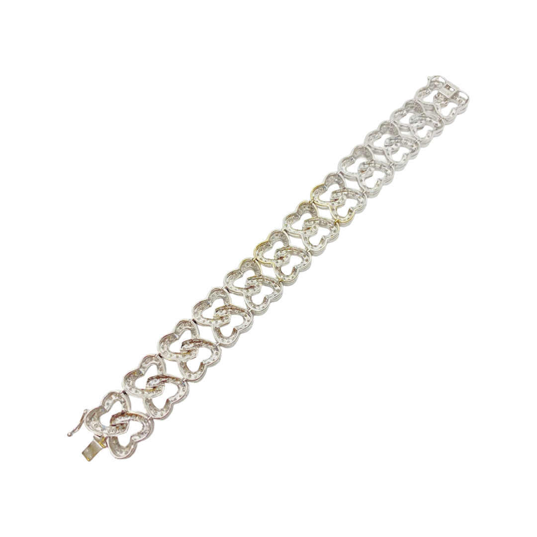 18K White Gold Double Heart Links Bracelet