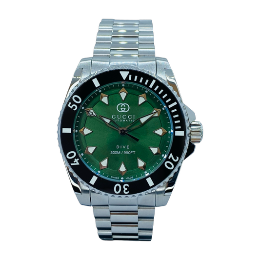 Gucci Dive Watch 40mm Green Dial Stainless Steel Bracelet YA136363