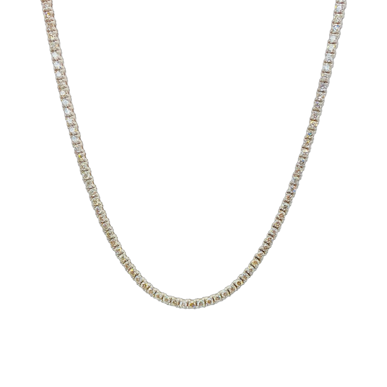 14K White Gold Tennis Necklace 4.27 Carats Round Diamonds H-I, SI