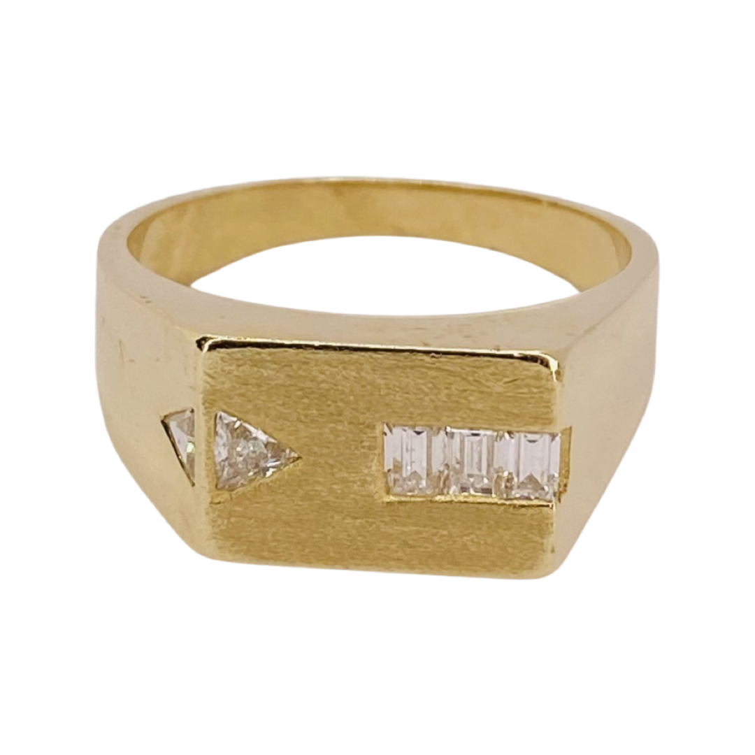 Estate Jewelry 14K Yellow Gold Mens Diamond Ring