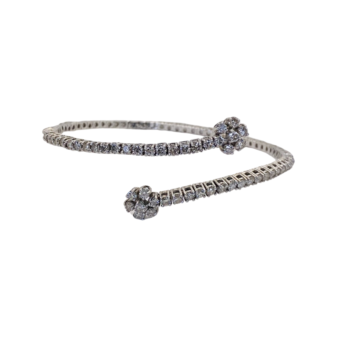 Estate Jewelry 14K White Gold Diamond Flexible Bangle