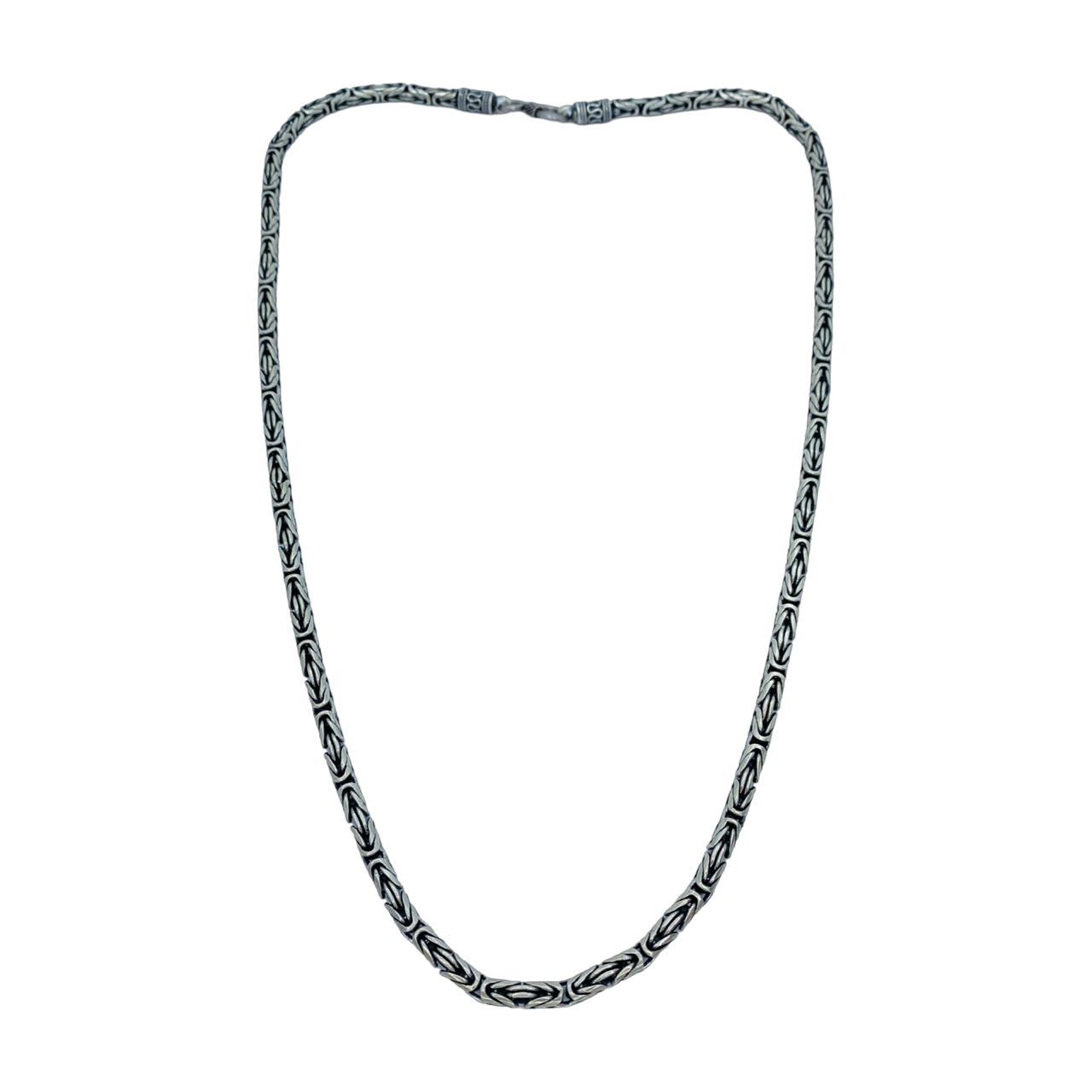 Silver Oxidized Byzantine Chain 24"