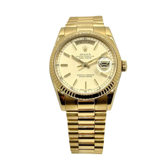 Rolex Oyster Perpetual Day Date President 36mm Champagne Dial 18K Solid Gold Case and Bracelet 118238