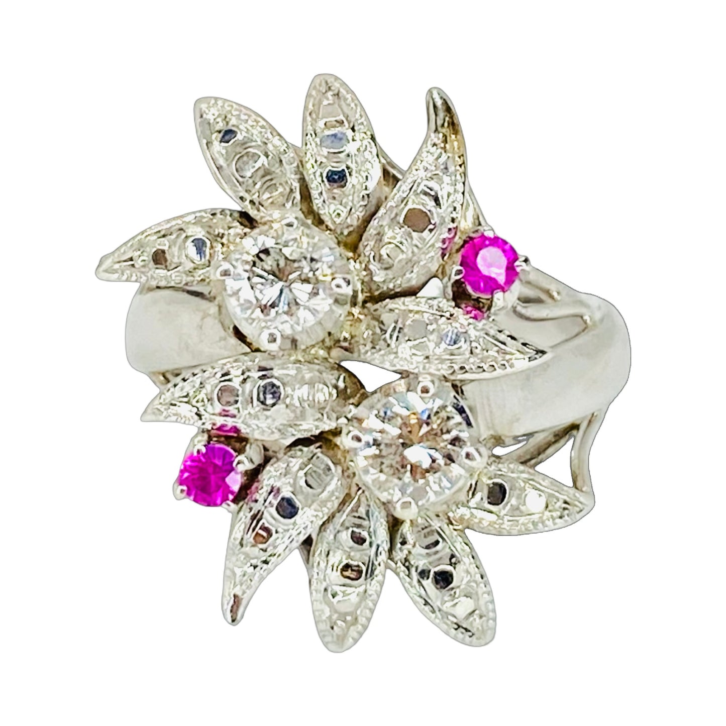 Estate Jewelry 14K White Gold Diamond Cluster Ring