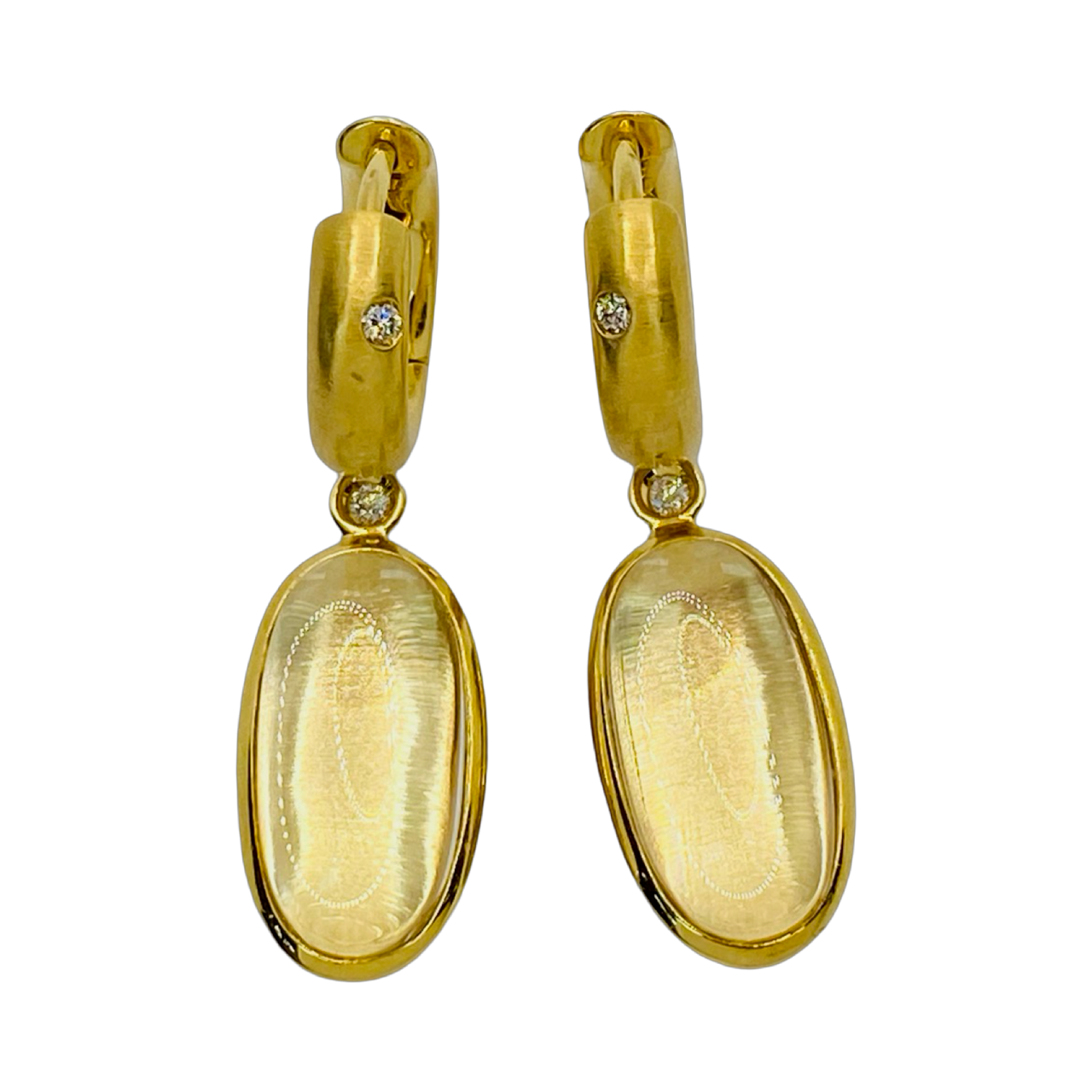 Estate Jewelry 18K Yellow Gold  H.Stern Justine Quartz Rock Crystal Dangle Earrings