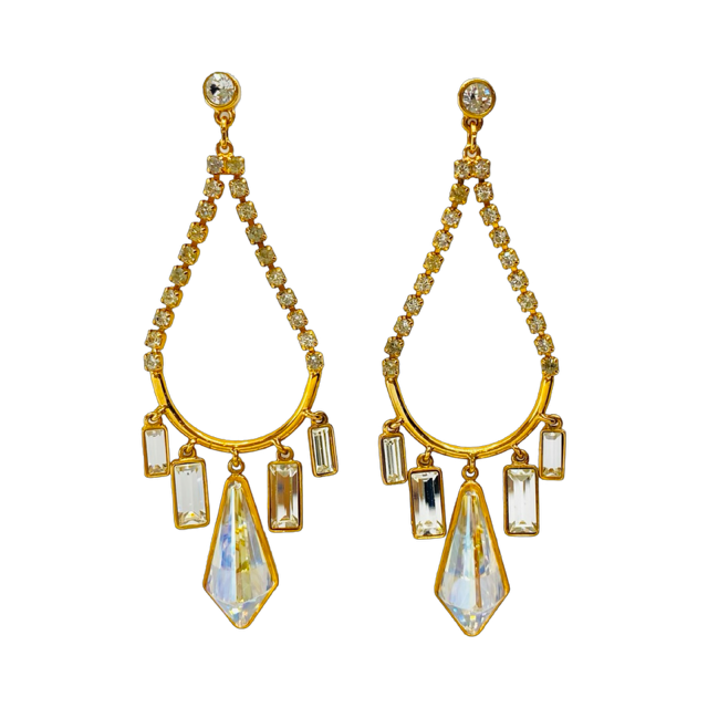 Estate Jewelry Swarovski Goldplated Chandelier Earrings