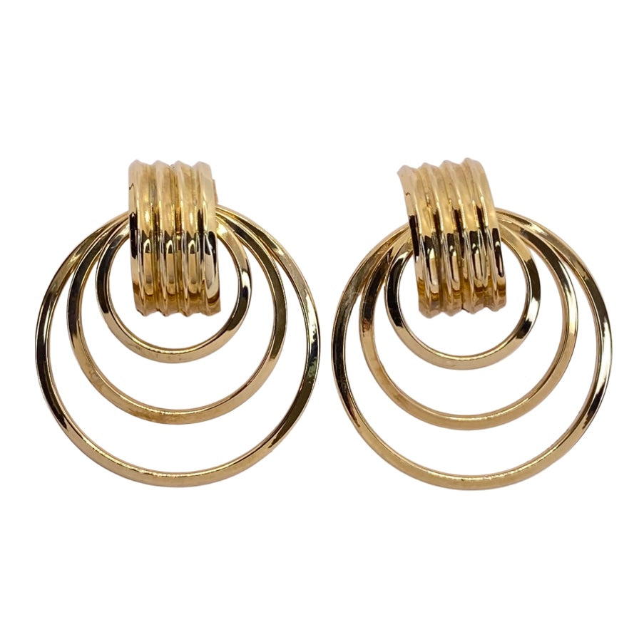 14K Yellow Gold Triple Circle Earrings WWLE7