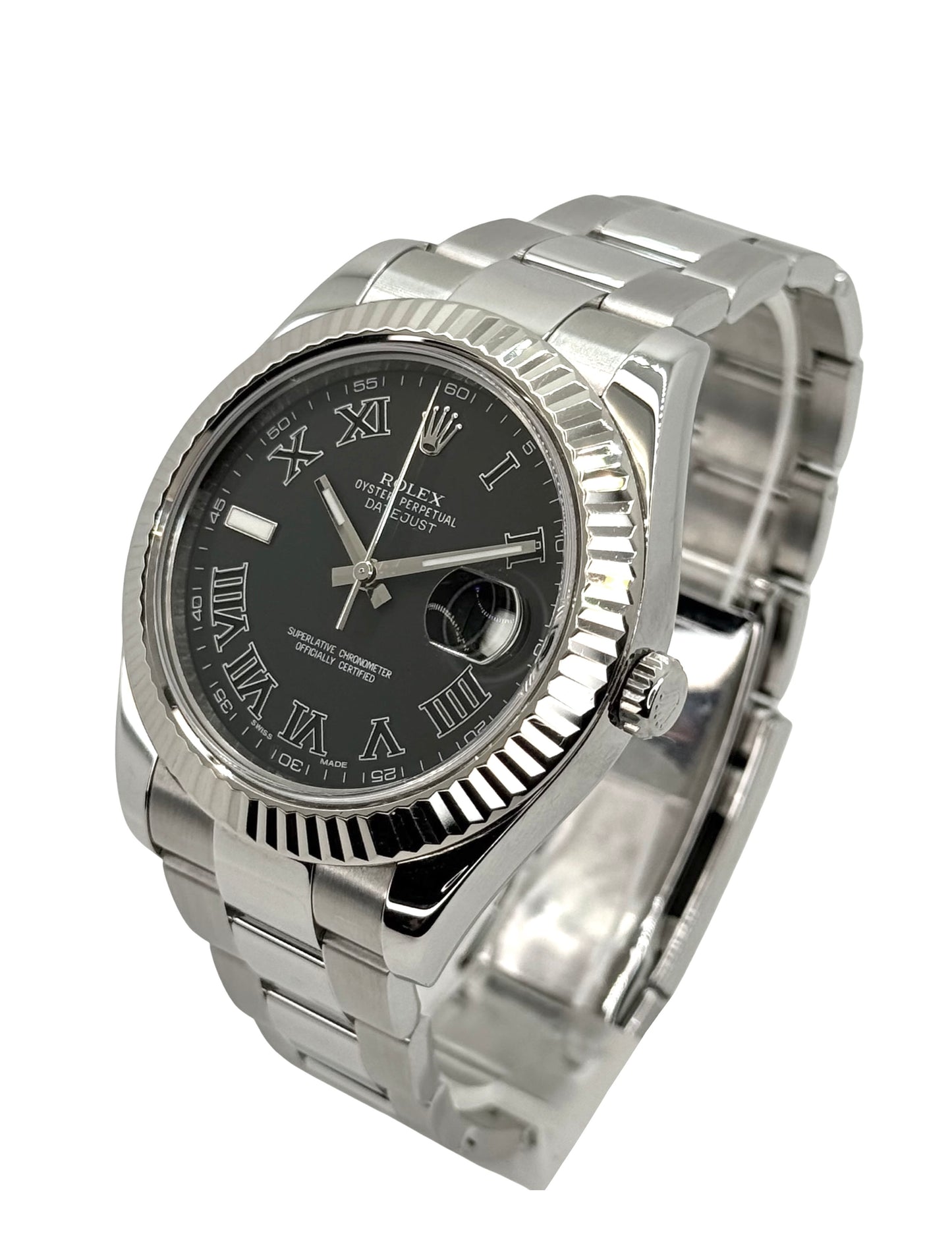 Rolex Oyster Perpetual Datejust 41mm Black Roman Dial 116334