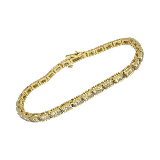 Estate Jewelry 14K Yellow Gold 3.80 Carats Princess Cut Channel Set Tennis Bracelet
