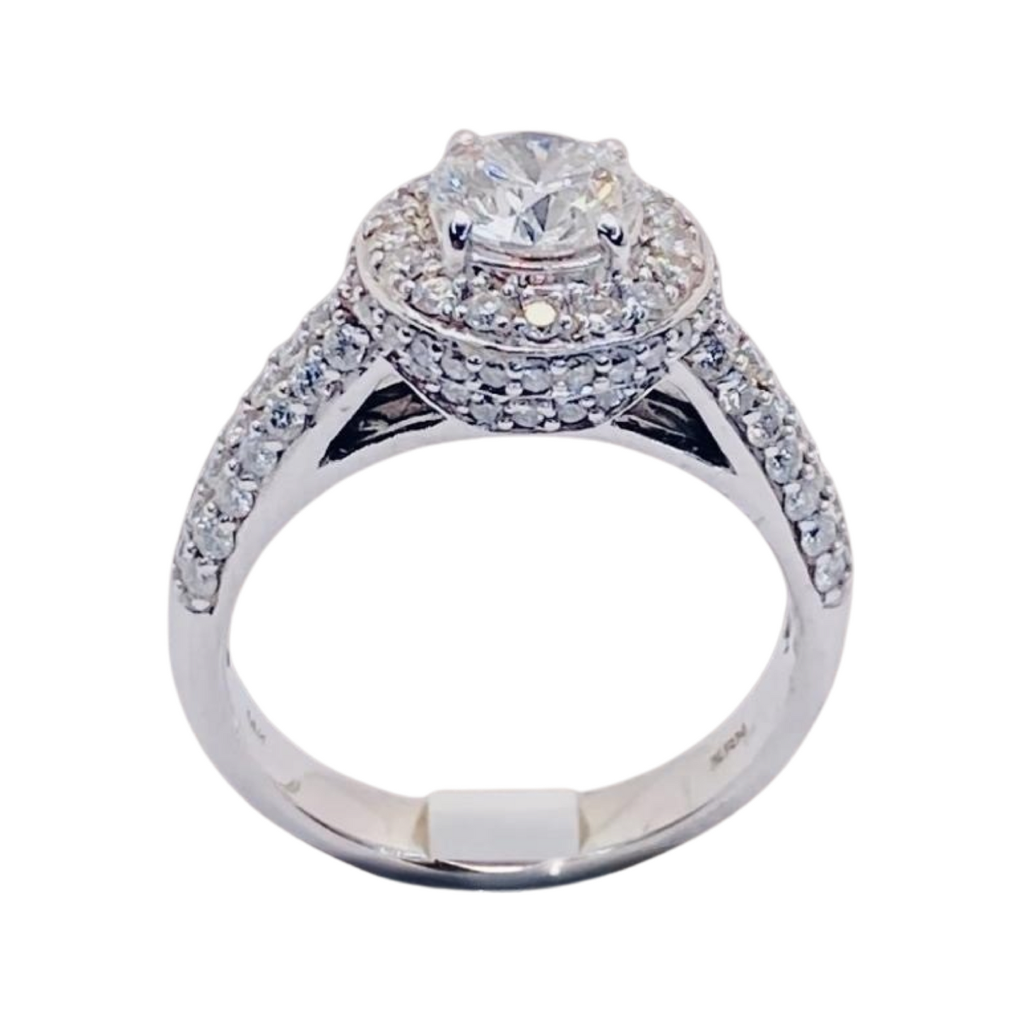 14K White Gold Round Diamond Halo Ring