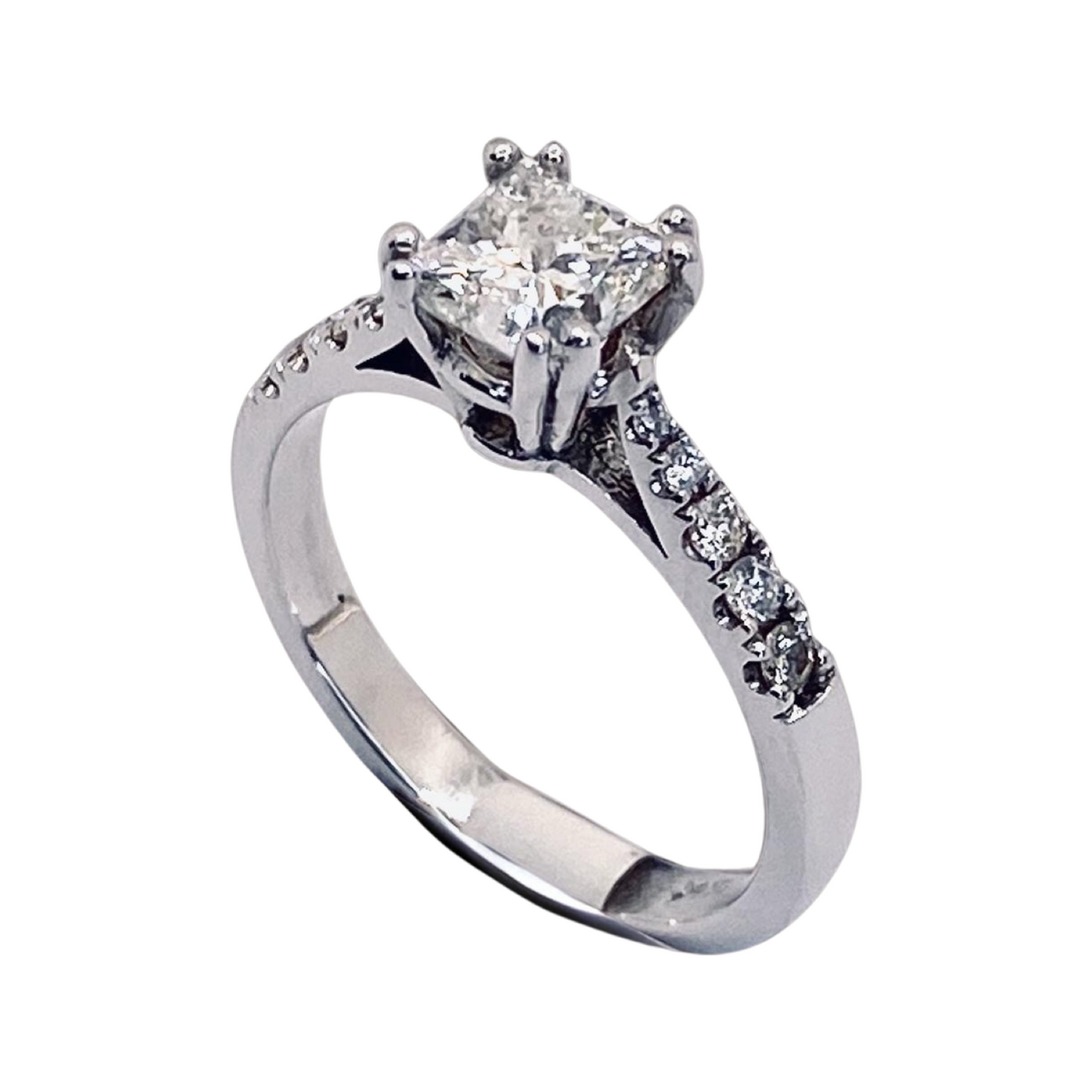 14K White Gold Princess Cut Diamond Ring