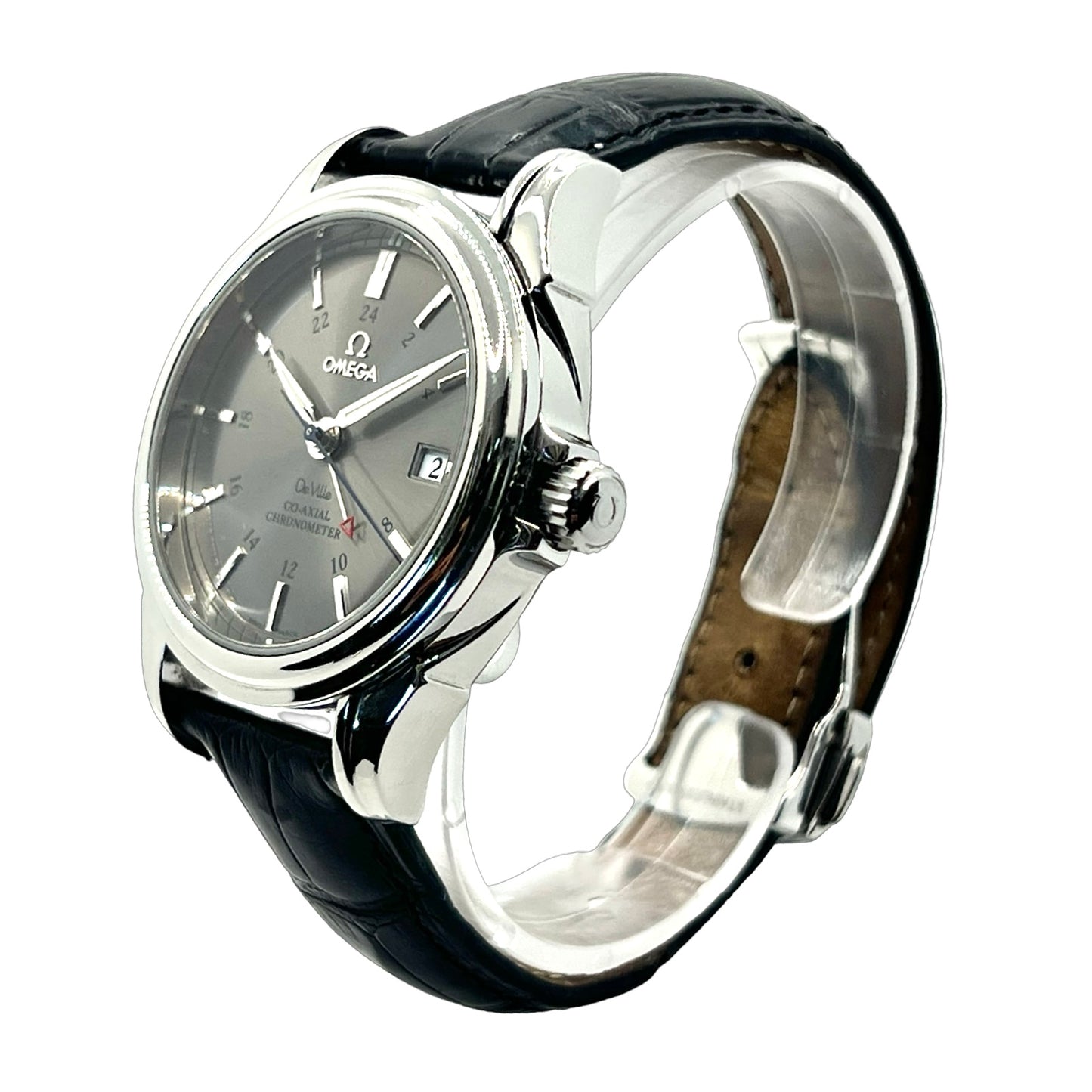 Omega De Ville Automatic GMT Co-Axial Escapement Chronometer Grey Dial Black Strap 4833.41.31