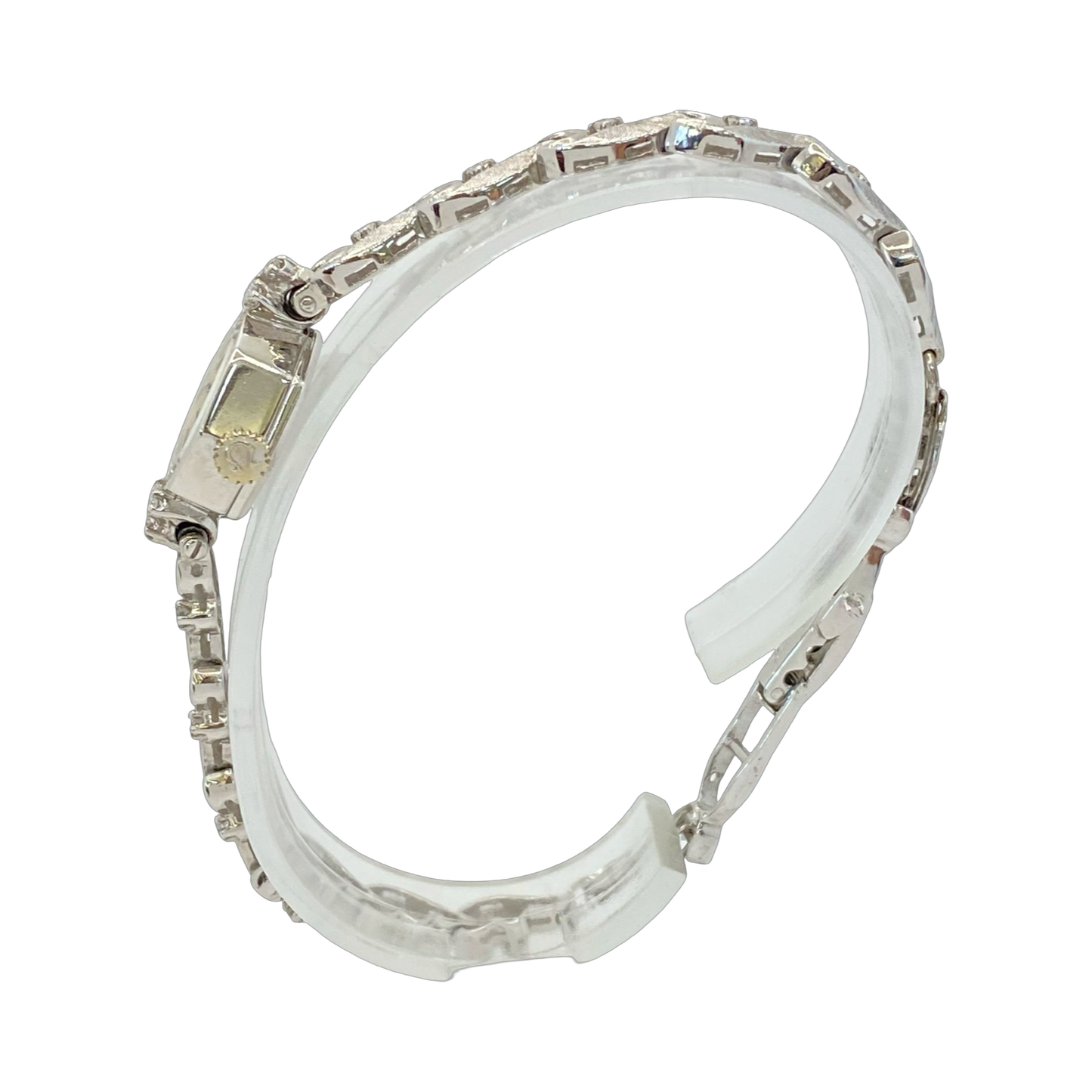 Vintage 14K White Gold Omega Cocktail Watch with Diamonds Manual Wind Ref. EE7446