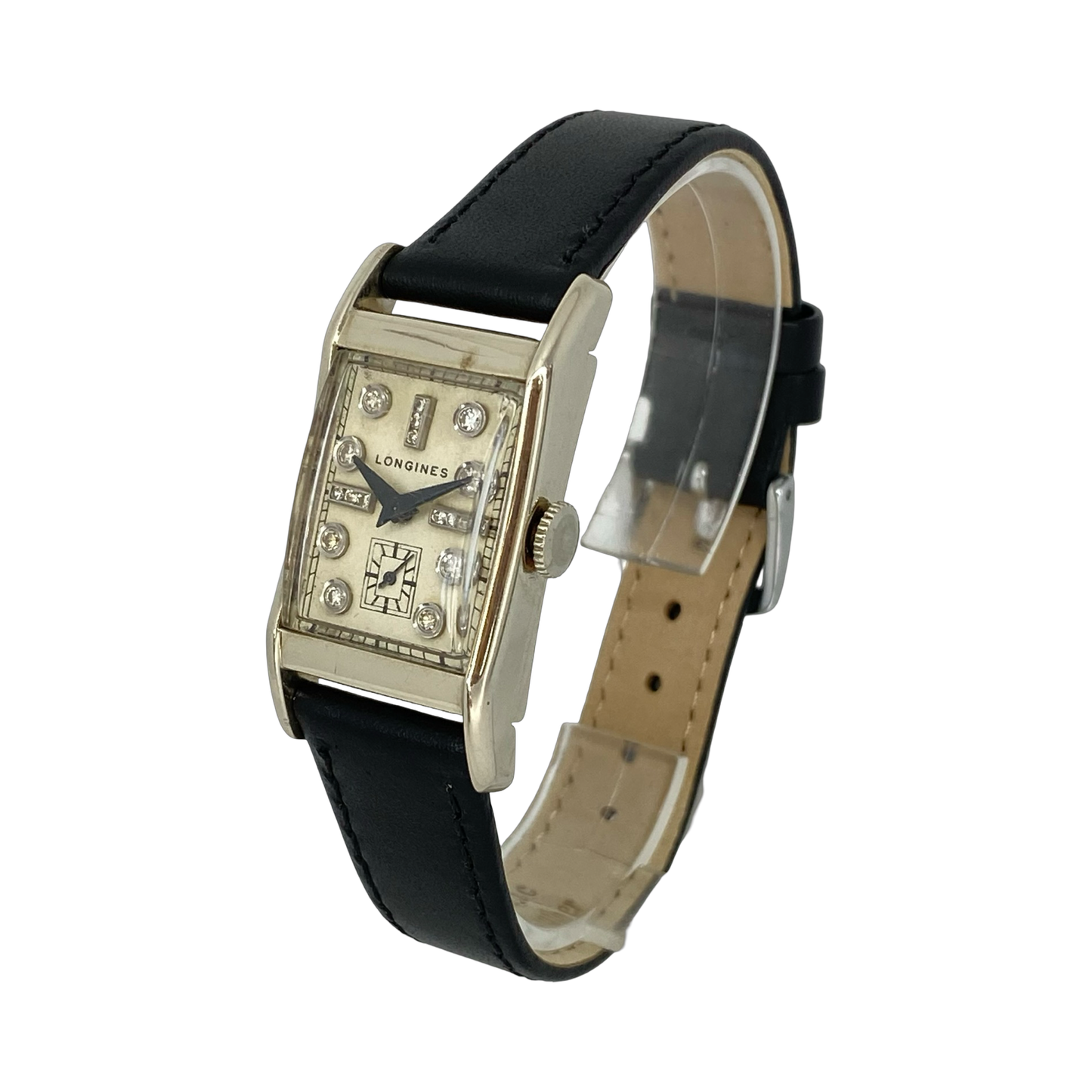 Vintage Longines Art Deco Tank 14K White Gold/Palladium Manual Wind with Diamonds