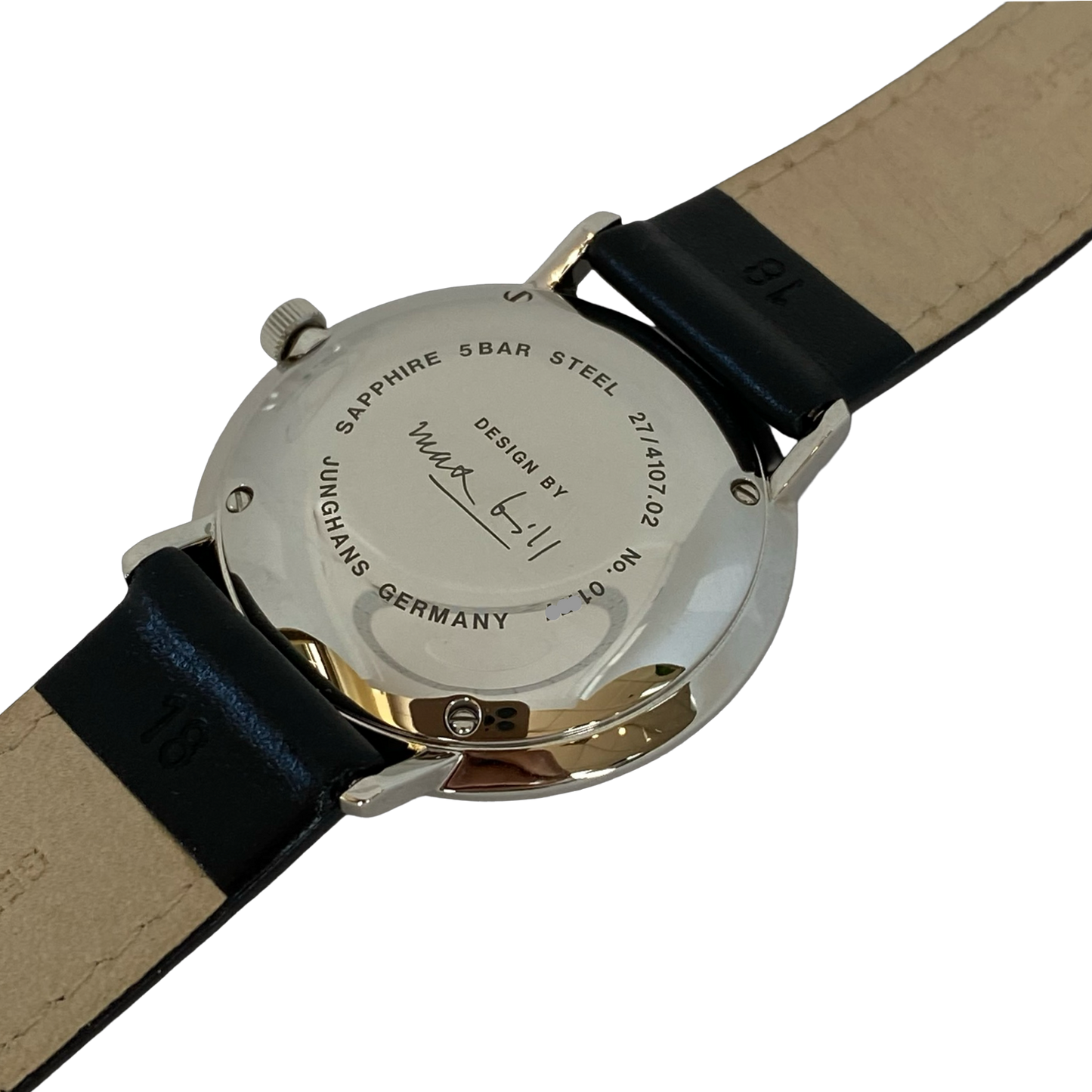 Junghans  Max Bill Automatic Date 34mm Silver Dial Black Leather 24/4107.02