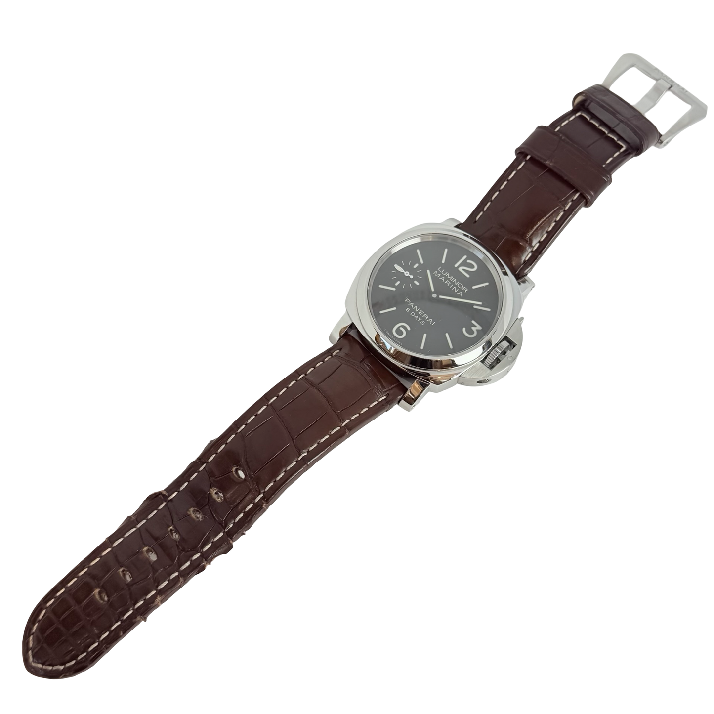 Panerai Luminor Marina 8 Days 44mm Manual Winding Black Dial Brown Strap OP6937