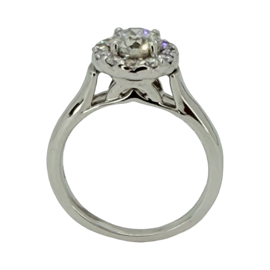 18K White Gold Diamond Halo Ring 1.25 TW Carats