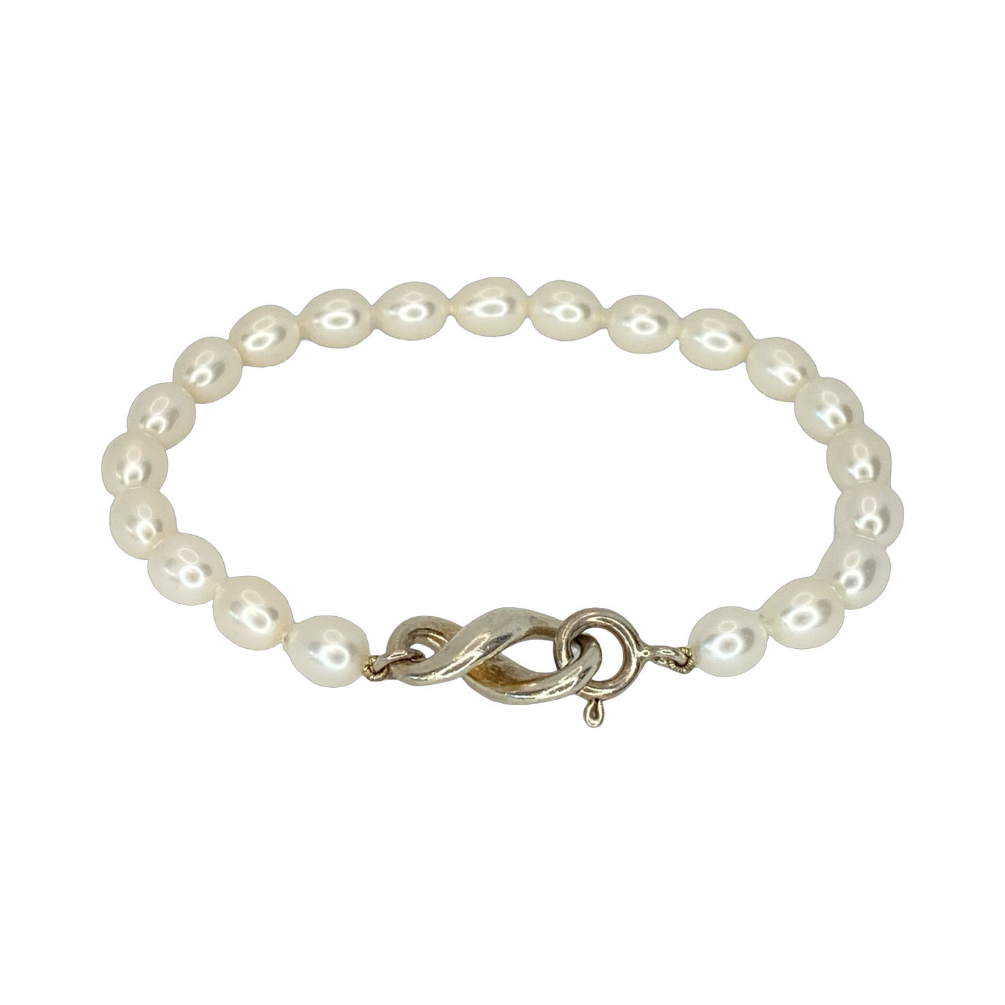 Estate Jewelry Tiffany & Co 925 Silver Infinity Freshwater Pearl Bracelet