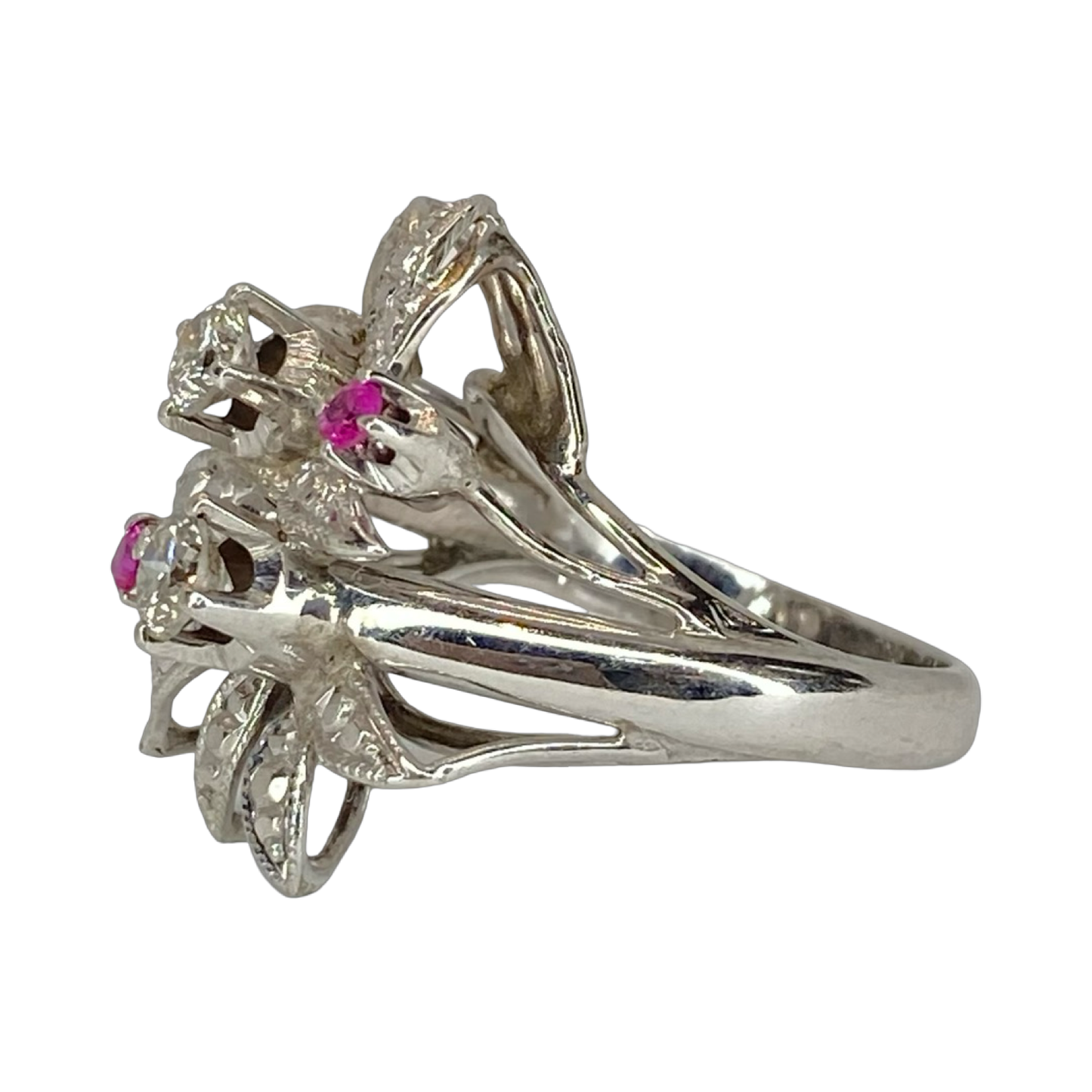 Estate Jewelry 14K White Gold Diamond Cluster Ring