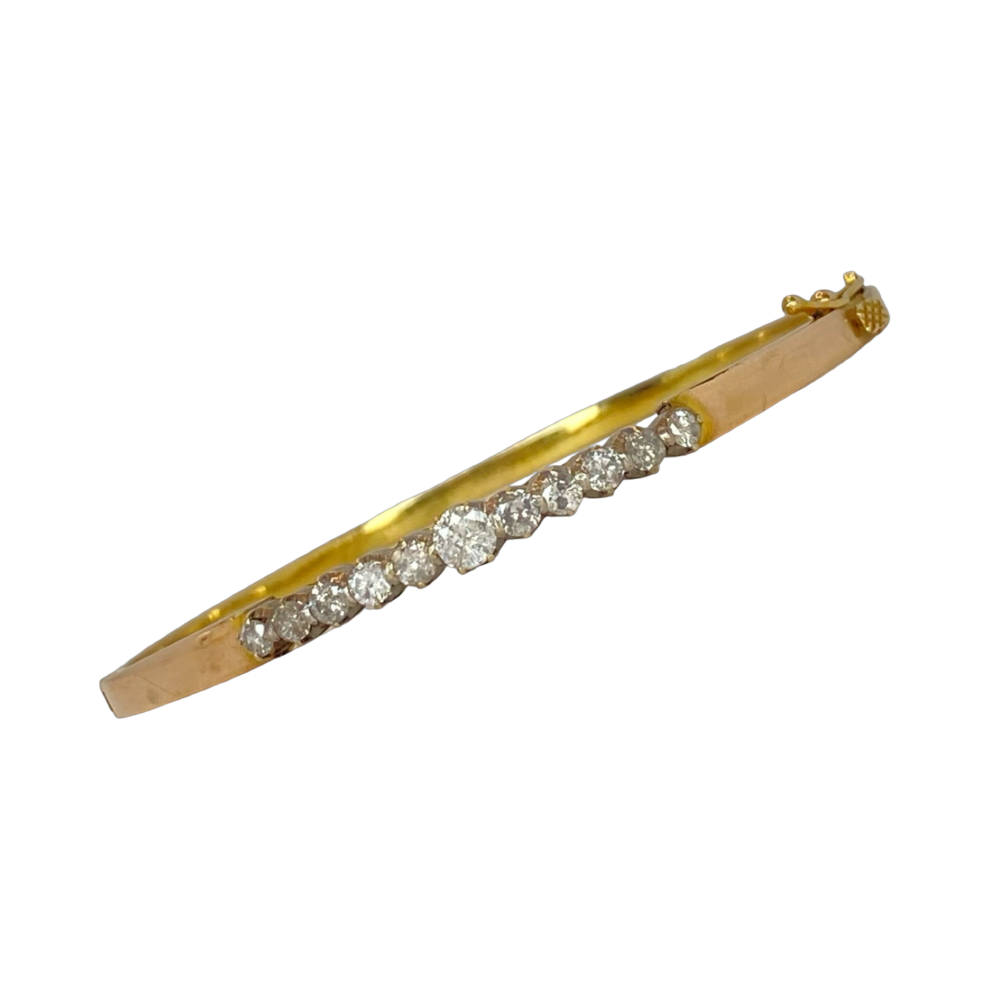 Estate Jewelry 14K Yellow Gold Diamond Bangle 0.80 Carat