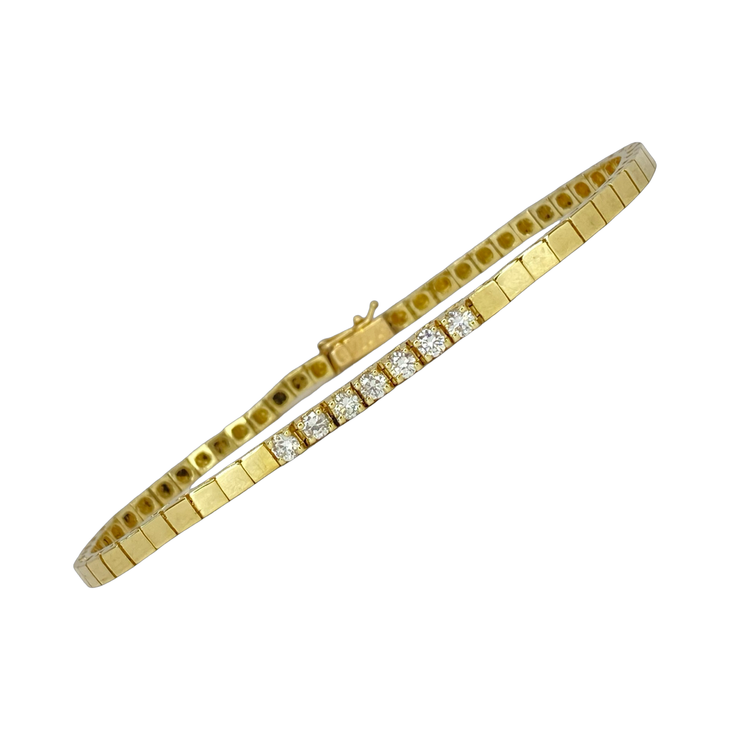 Estate Jewelry 14K Yellow Gold 0.40 Carat Diamond Square Link Bracelet