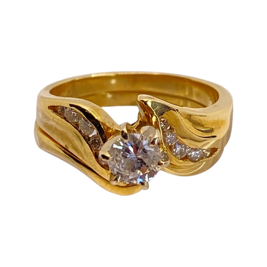 14K Yellow Gold Two-piece Ring Set