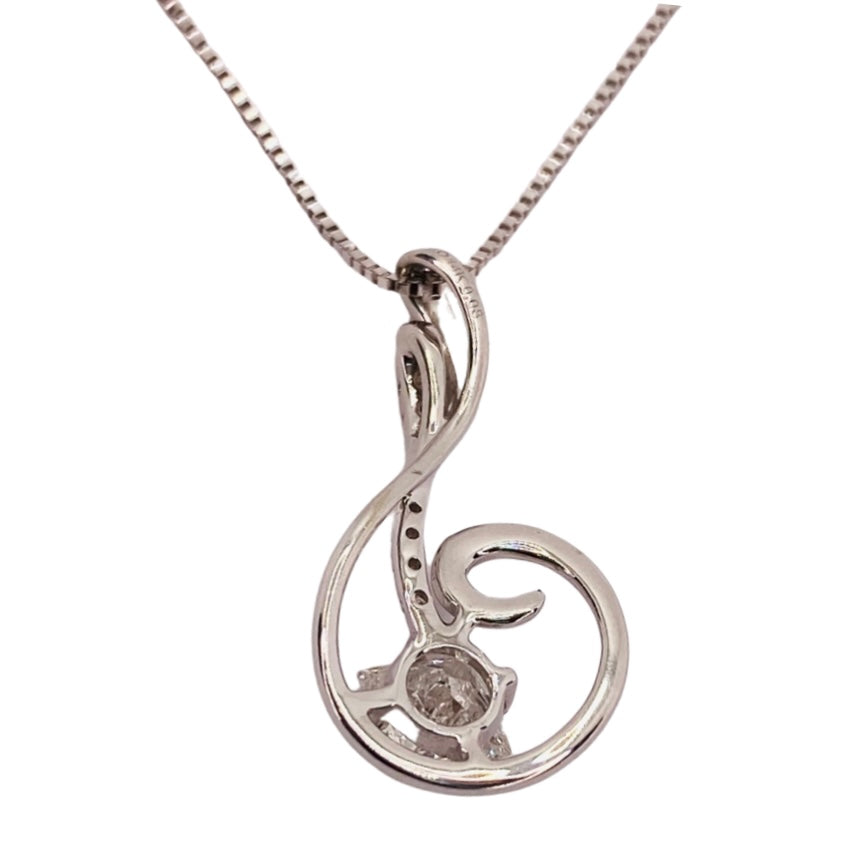 14K White Gold Music Note Pendant