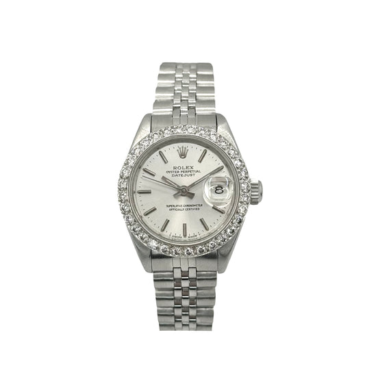 Rolex Datejust 26mm Silver Dial Diamond Bezel Ref. 69174