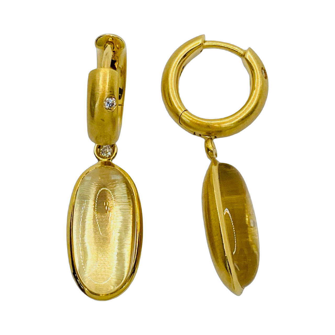 Estate Jewelry 18K Yellow Gold  H.Stern Justine Quartz Rock Crystal Dangle Earrings