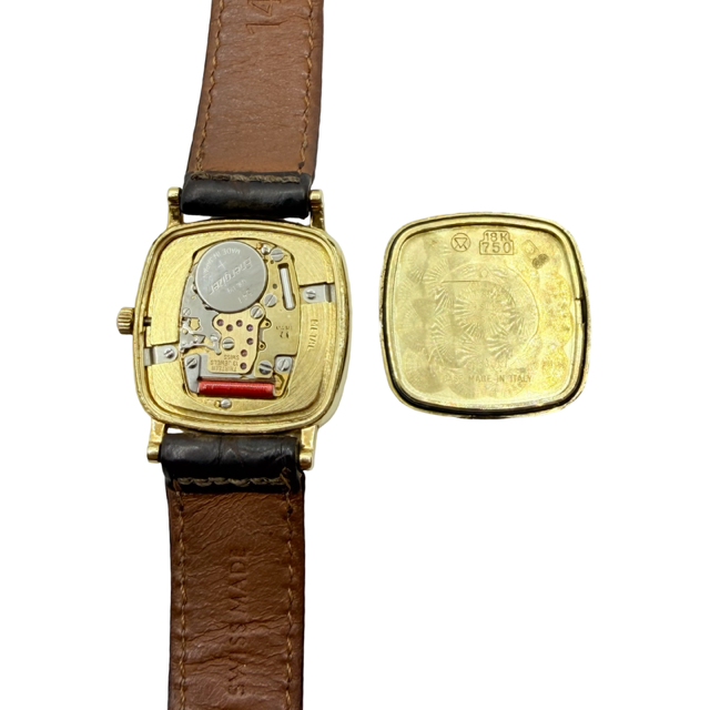Omega De Ville Quartz 23mm 18K Yellow Gold Case Champagne Dial Brown Croco Strap 595.3111.1