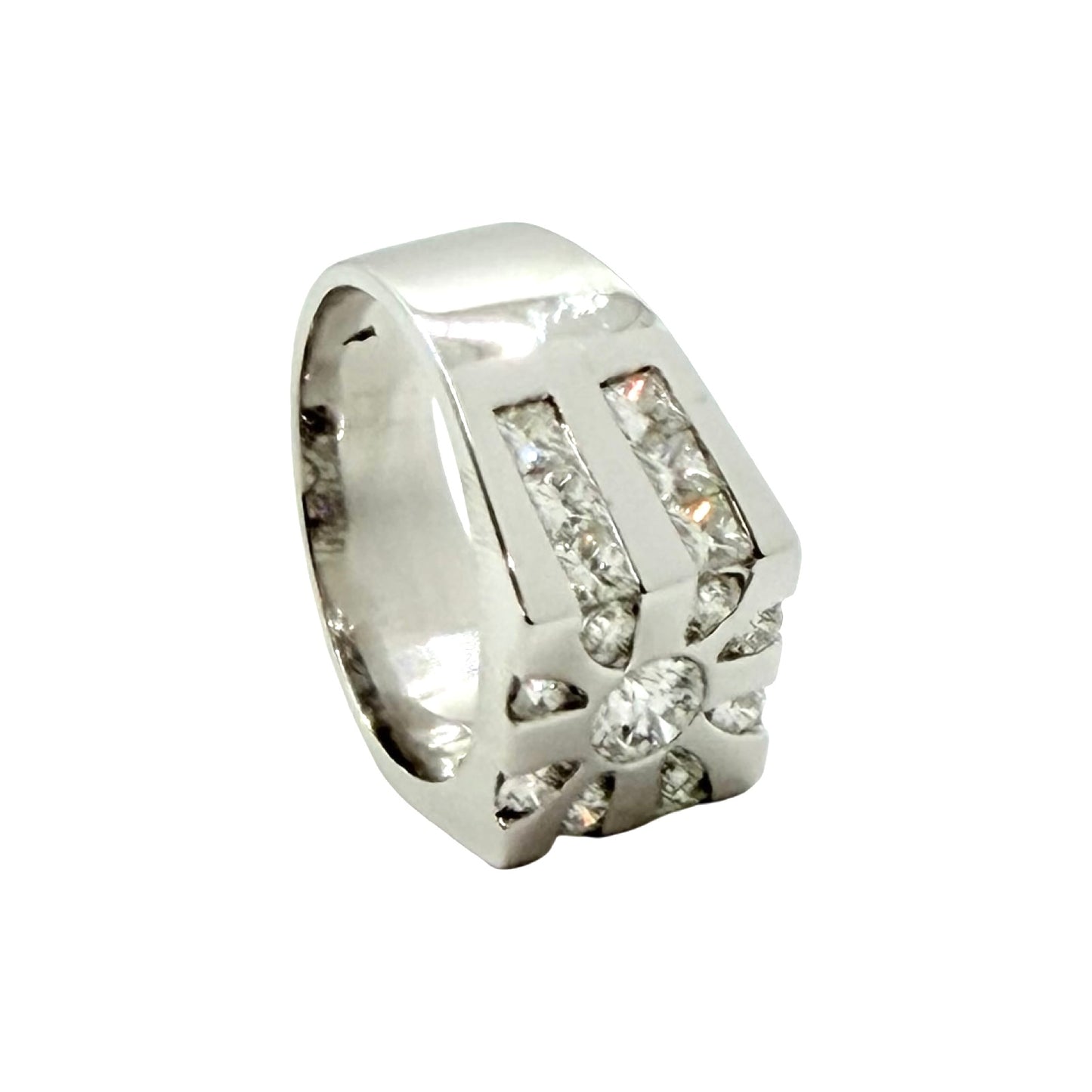 14K White Gold Mens Diamond Ring 3.20 Carats TW G, VS2-SI1