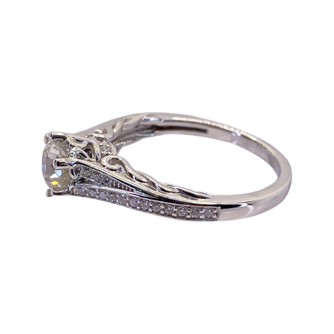 18K White Gold 0.85Ct Miner's Cut Diamond Ring