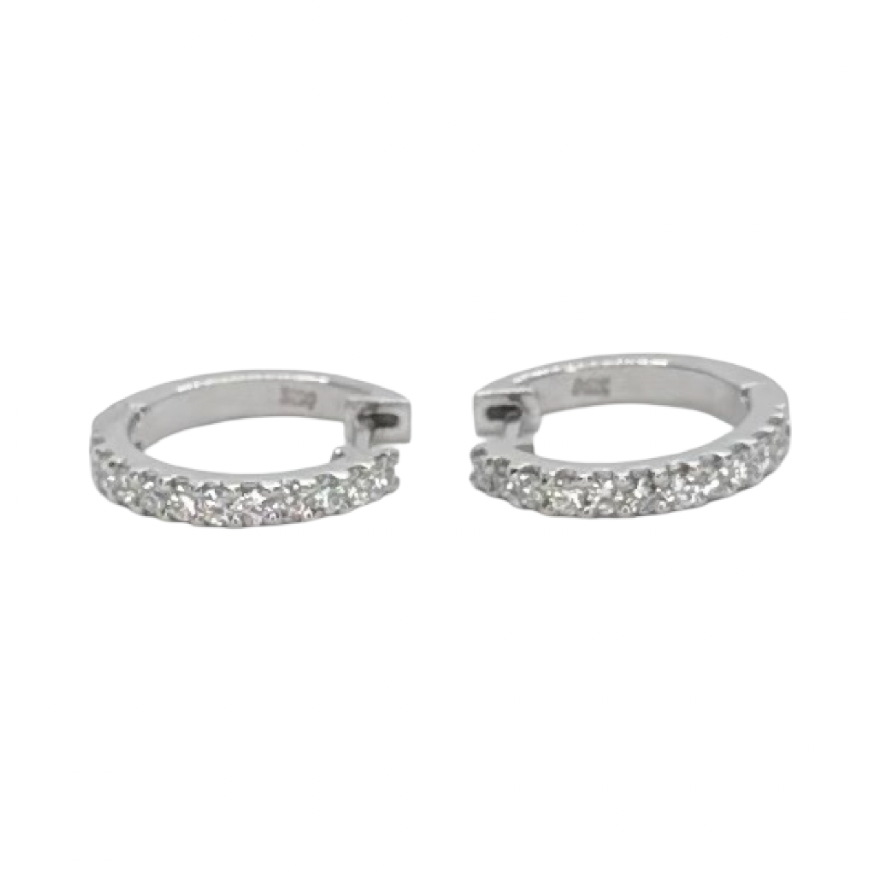 14K White Gold Diamond Huggie Hoop Diamond Earrings 0.45 Carat