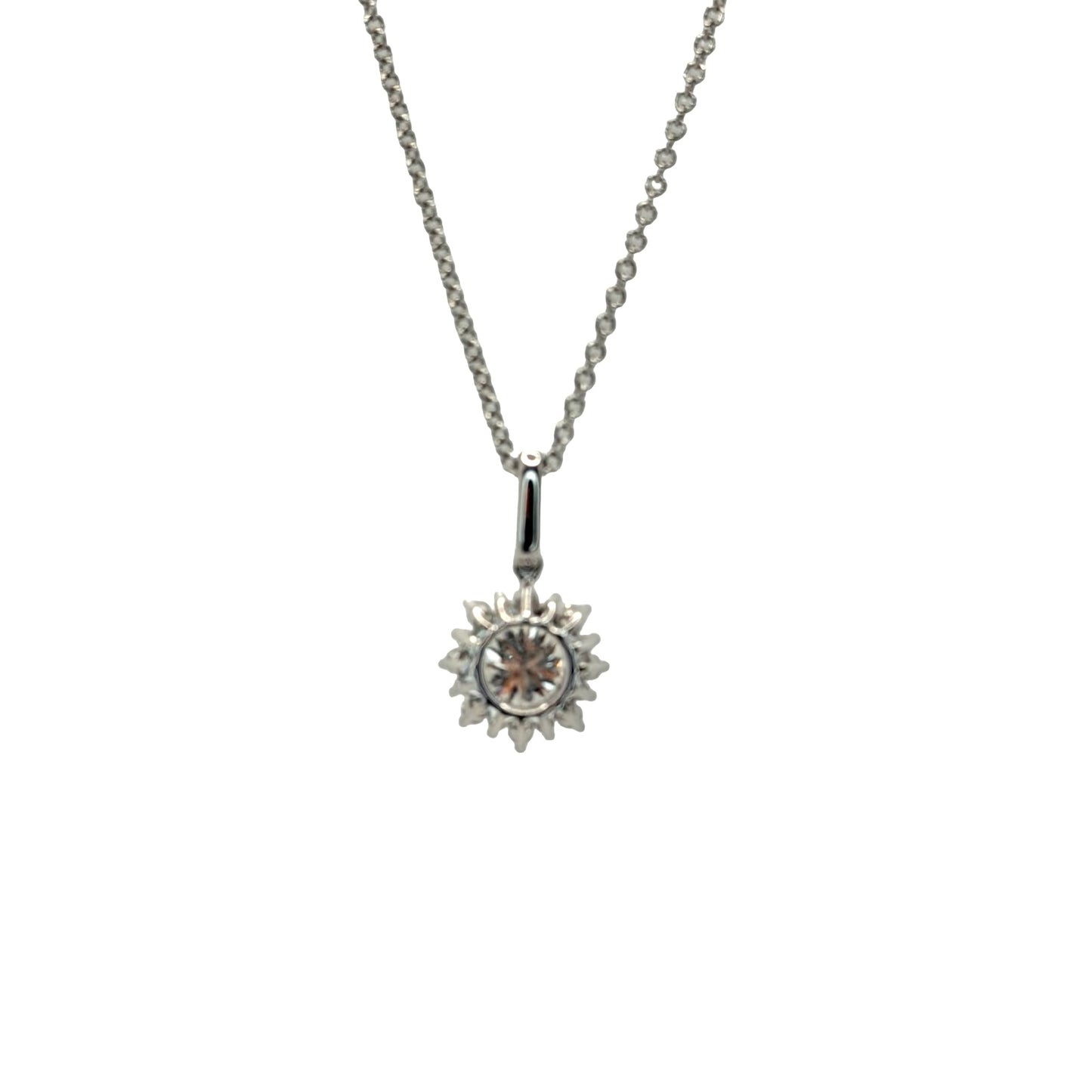 14K White Gold Diamond Halo Pendant 1.00 Carat TW