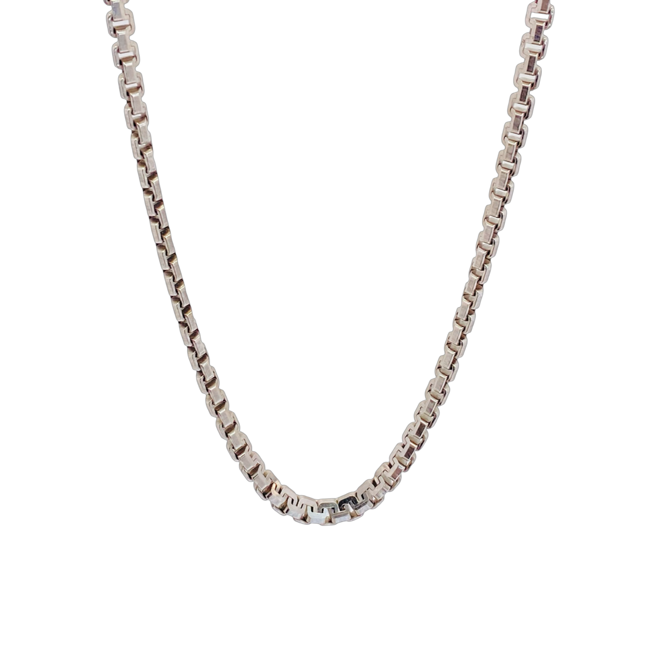 Silver Large Beveled Box Chain 24"