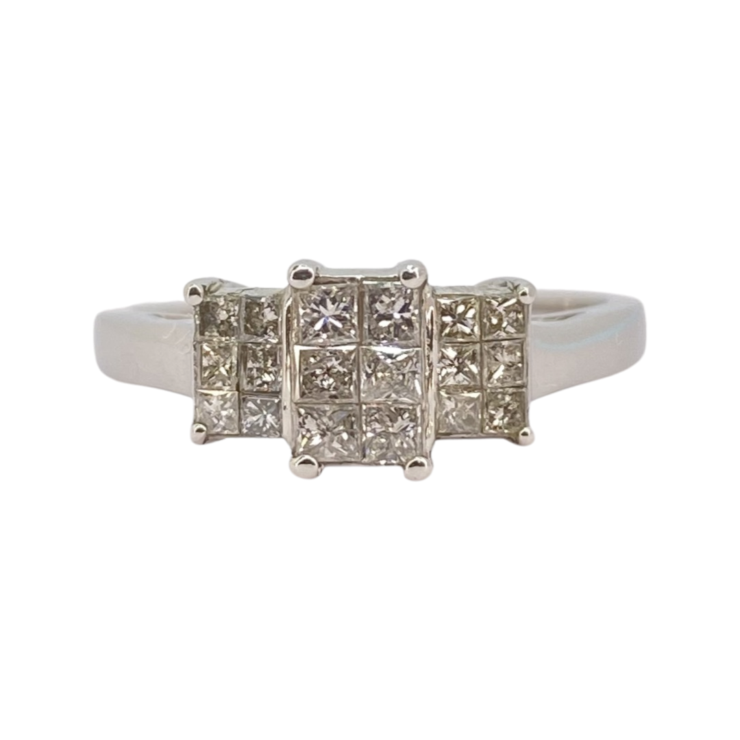 10K White Gold Princess Cut Womens Diamond Ring