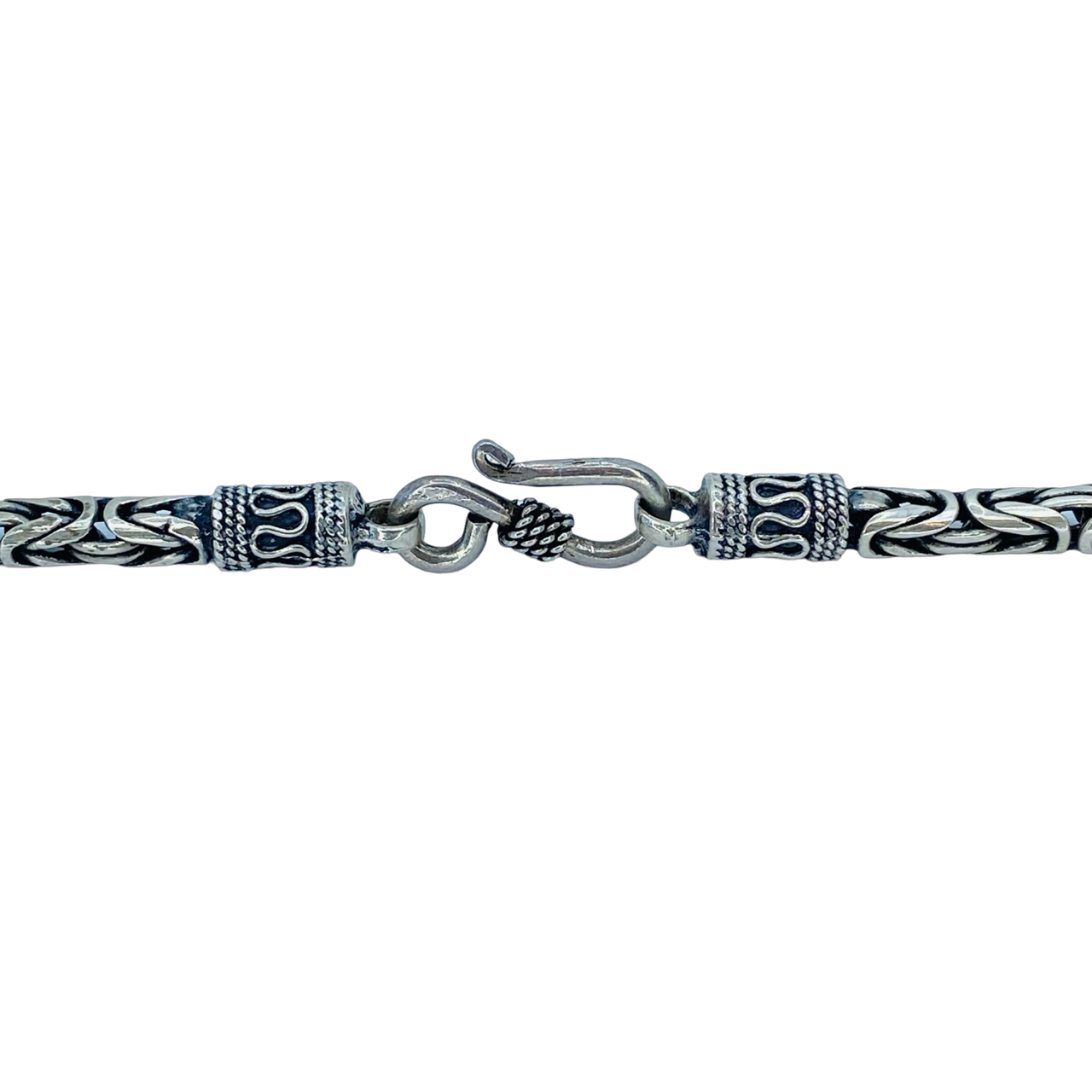 Silver Oxidized Byzantine Chain 24"