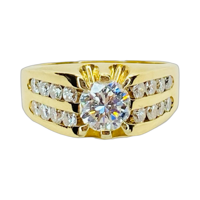 Estate Jewelry 14K Yellow Gold Men's Diamond Ring 2.40 Carats