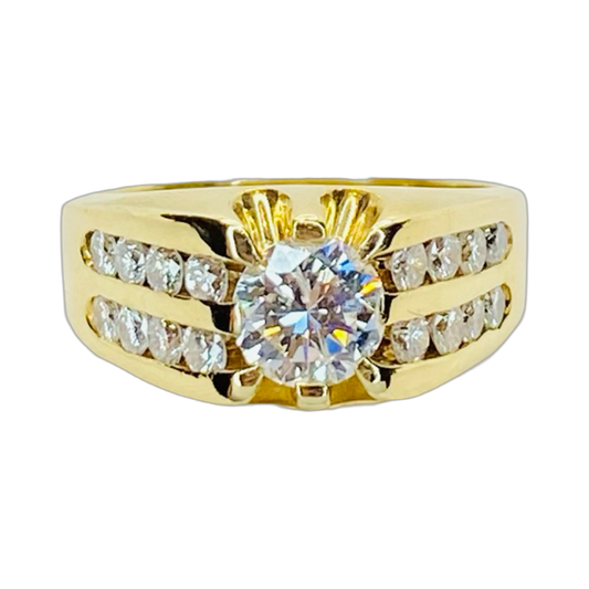 Estate Jewelry 14K Yellow Gold Men's Diamond Ring 2.40 Carats