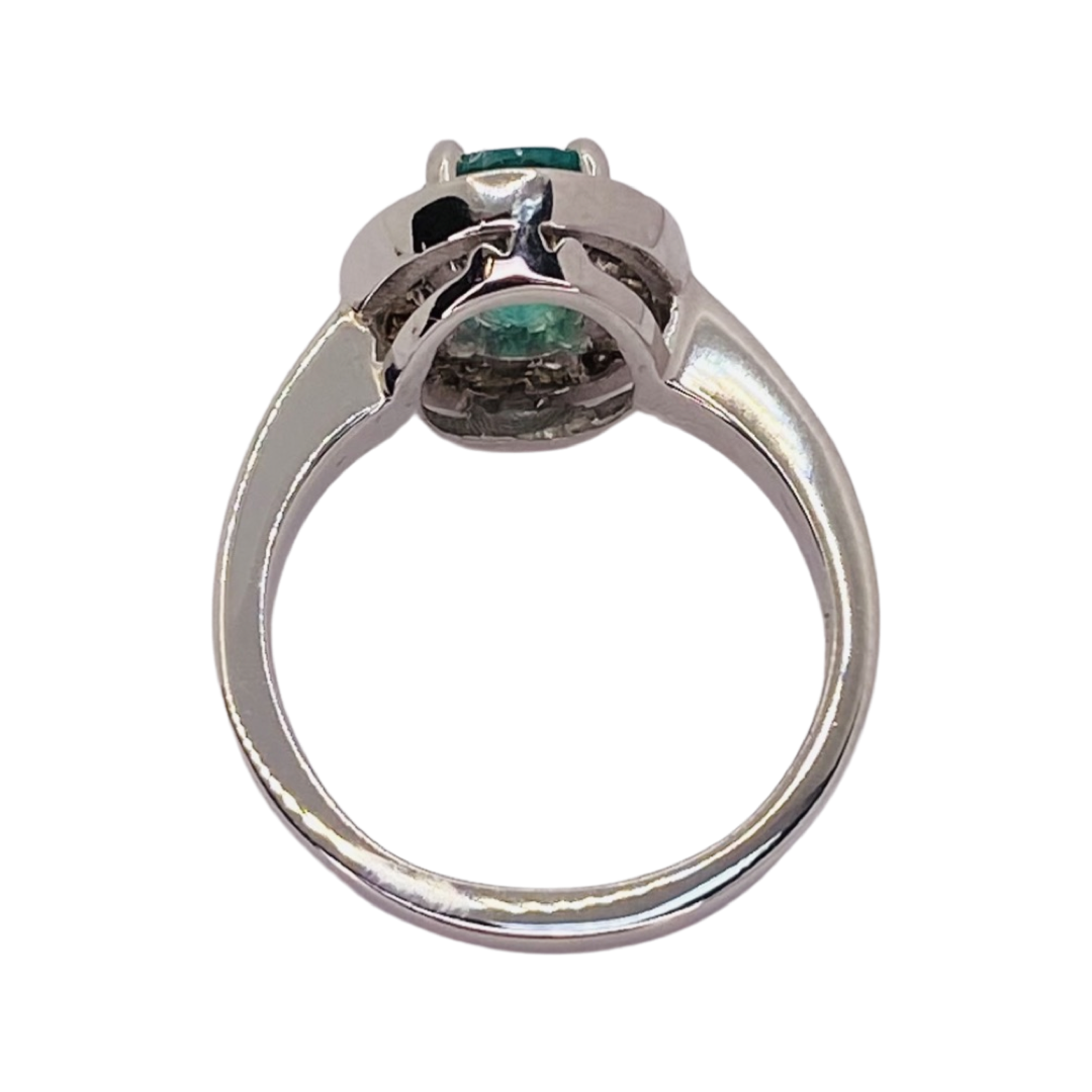 14K White Gold 1.00CT Oval Emerald Ring